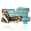painting with brown and white butterfly wings - version: 11 pannelli 193x115cm