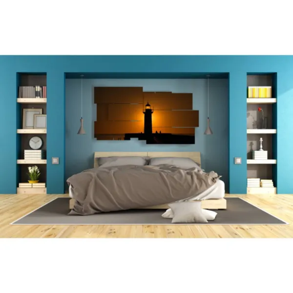 cuadros mar y faro al atardecer