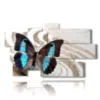 painting of a blue butterfly in a white sand - version: 9 pannelli 182x107cm