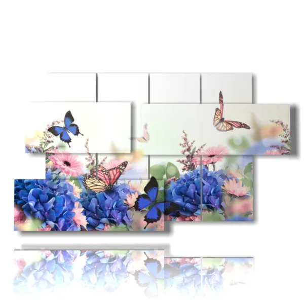 quadri di fiori con farfalle