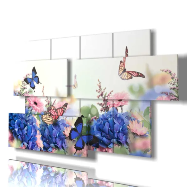 cuadros de flores y mariposas