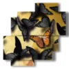 quadri con le farfalle nere e gialle - version: 4 pannelli 77x78cm