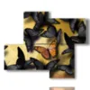 tableaux aux papillons noirs et jaunes - version: 4 pannelli 94x77cm