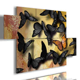cuadros con mariposas negras y amarillas