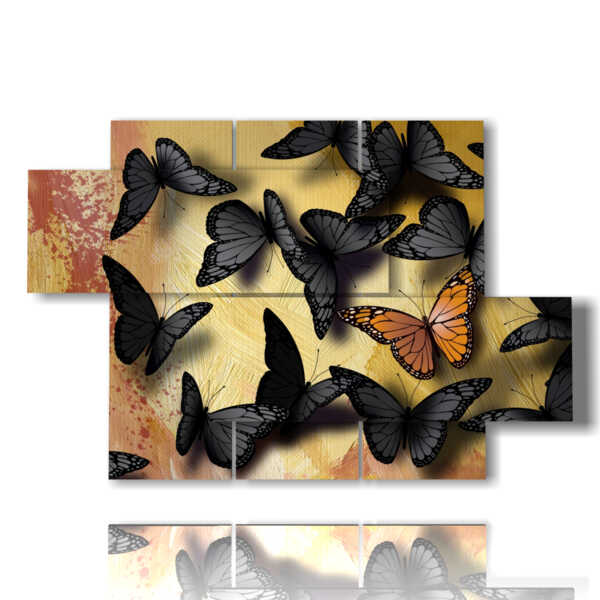 tableaux aux papillons noirs et jaunes