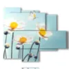 paintings with butterflies in relief on white flowers - version: 5 pannelli 104x90cm
