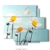 paintings with butterflies in relief on white flowers - version: 6 pannelli 113x99cm