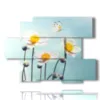 paintings with butterflies in relief on white flowers - version: 6 pannelli 129x94cm