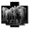 painting with elephants in herd - version: 5 pannelli 89x85cm