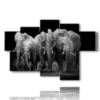 painting with elephants in herd - version: 6 pannelli 136x91cm