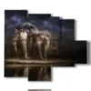 bild mit abstrakten elefantenbildern - version: 5 pannelli 104x90cm
