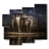 tableau avec peintures abstraites d elephants - version: 5 pannelli 106x98cm