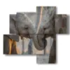 tableau d elephants peints amoureux - version: 4 pannelli 94x85cm