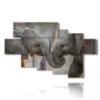 tableau d elephants peints amoureux - version: 7 pannelli 173x106cm