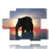paintings elephant at sunset abstract - version: 6 pannelli 129x94cm