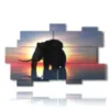 paintings elephant at sunset abstract - version: 11 pannelli 182x115cm
