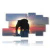 paintings elephant at sunset abstract - version: 9 pannelli 184x100cm
