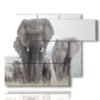 paintings of elephants in herd in the savannah - version: 6 pannelli 122x96cm