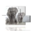 paintings of elephants in herd in the savannah - version: 5 pannelli 128x85cm