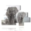 paintings of elephants in herd in the savannah - version: 10 pannelli 171x124cm
