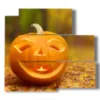 painting with autumn photos with pumpkins - version: 5 pannelli 102x93cm