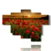 tableau champ de coquelicots au coucher du soleil d amour - version: 6 pannelli 136x94cm