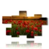 tableau champ de coquelicots au coucher du soleil d amour - version: 7 pannelli 175x108cm