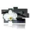 tableaux modernes avec orchidees blanches et pierres noires - version: 9 pannelli 182x107cm