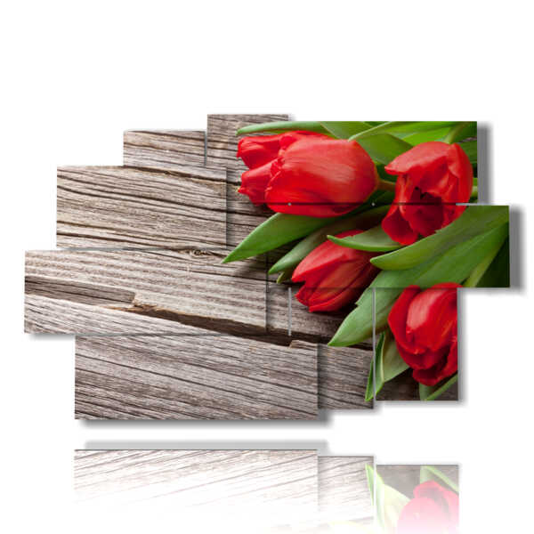 tableaux fleurs tulipes rouges en cadeau pour vous