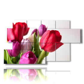 Modernes Bild Tulpen im bunten Strauß