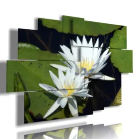 quadri con fiori bianchi e foglie verdi