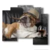 chien dans le tableau avec whisky et cigare - version: 5 pannelli 89x77cm