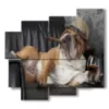 dog in painting with whiskey and cigar - version: 5 pannelli 106x98cm