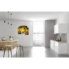 Interior design with abstract paintings.