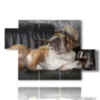 dog in painting with whiskey and cigar - version: 5 pannelli 128x85cm