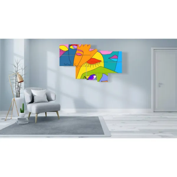 quadro astratto con mani bocca occhi stampe design moderne  3d Duudaart