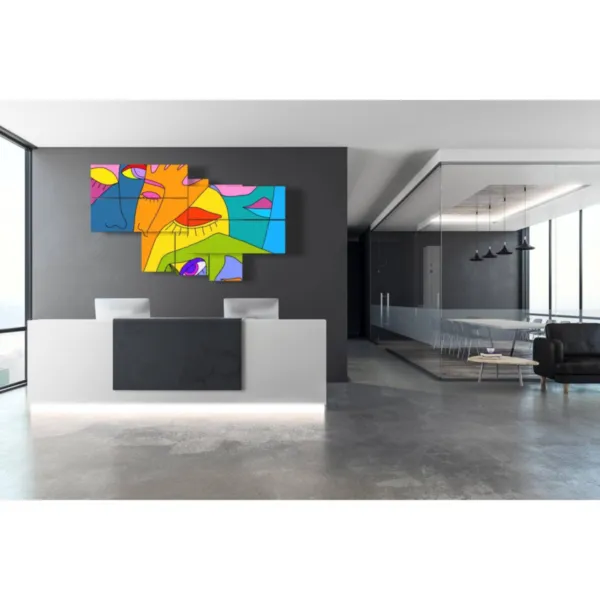 quadro astratto con mani bocca occhi stampe design moderne  3d Duudaart