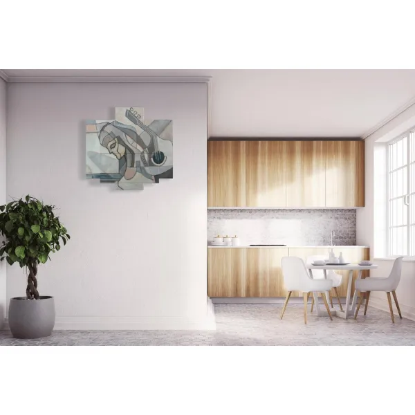 foto con pittura astratta donna chitarra stampe design moderne 3d Duudaart