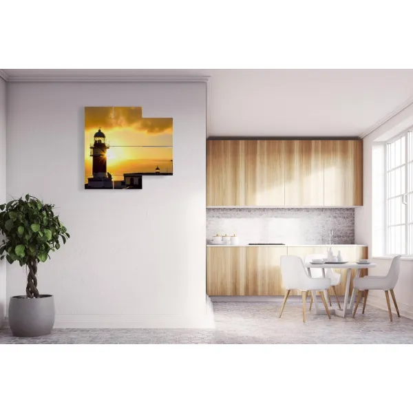 dipinto di faro nel giallo del sole stampe design moderne foto 3d Duudaart