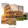 rome abstract paintings of the colosseum at sunset - version: 5 pannelli 104x90cm