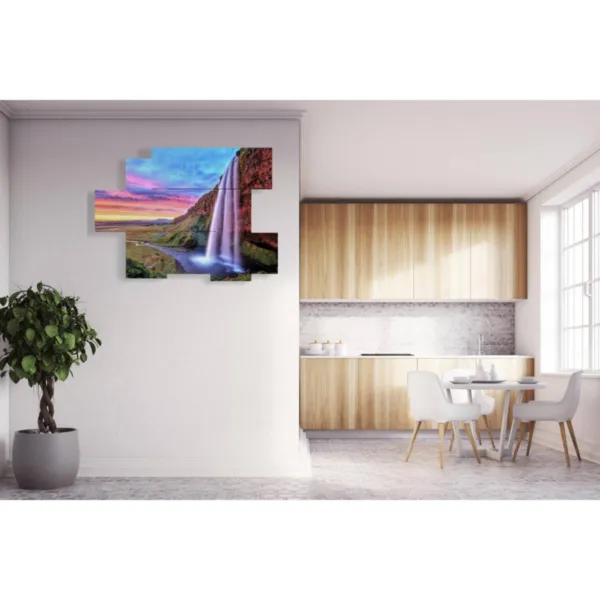 quadro di cascata al tramonto in Islanda stampe design moderne 3d Duudaart