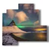 marco de paisaje con aurora boreal - version: 4 pannelli 83x78cm