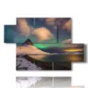 marco de paisaje con aurora boreal - version: 5 pannelli 128x85cm