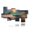 landscape painting with aurora borealis - version: 9 pannelli 195x115cm