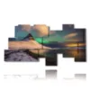 landscape painting with aurora borealis - version: 10 pannelli 207x106cm
