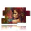 modern red painting with enchanting woman - version: 7 pannelli 157x90cm