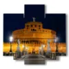 cuadros con roma y castel sant angelo de noche - version: 5 pannelli 89x85cm