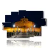 paintings with rome and castel sant angelo at night - version: 9 pannelli 171x108cm