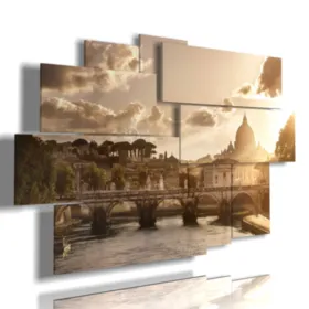 Paintings on canvas of Rome at sunset