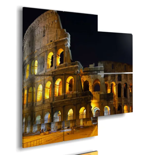 Painting with a photo of Rome at night